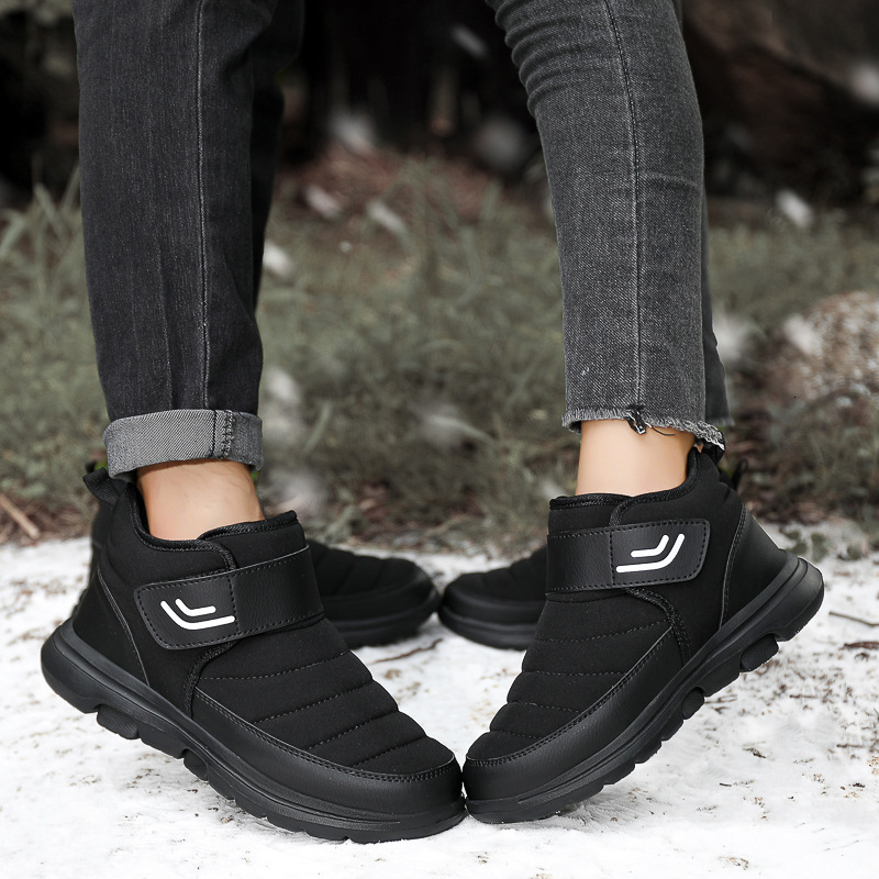 Couple's slip resistant snow boots, outdoor warm plush hiking shoes, autumn and winter new high top cotton shoes