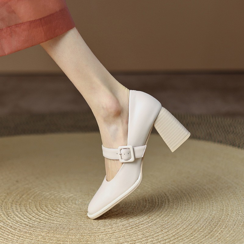 New Spring Fashion New Autumn Pumps High Chunky Buckle Loafers Platform Black Brown Retro Heels Women Shoes 8be2 d59a