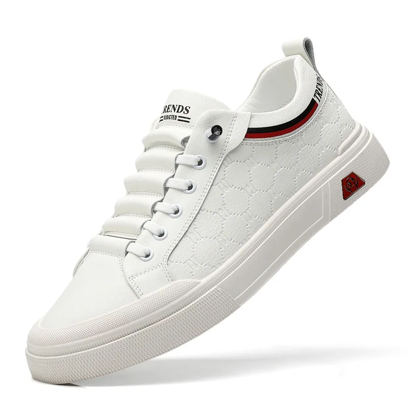 2024 New Shoes for Men Genuine Leather Casual Shoes Luxury Knurling Flat Skateboard Shoes Youth Fashion Cow Leather Sneaker
