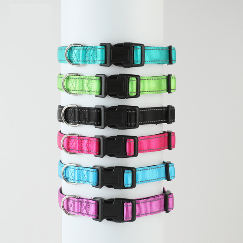 Nylon Reflective Pet Collar,Adjustable Size Dog Collar with Submersible Lining Breathable for Dogs Outdoor Traveling and Walking