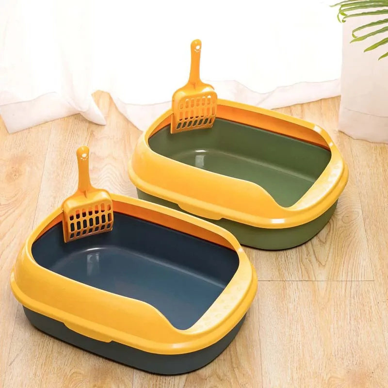 Large Capacity Cat Litter Box Semi-closed Anti-Splash Cats Toilet Pet Sandbox Kitten Tray Bedpan Cleaning Bath Basin Supplies