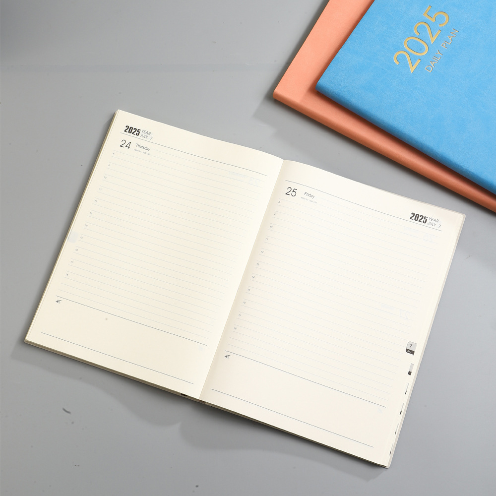 2025 Daily Plan Book, Business Multicolor Hardcover Portable Notepad