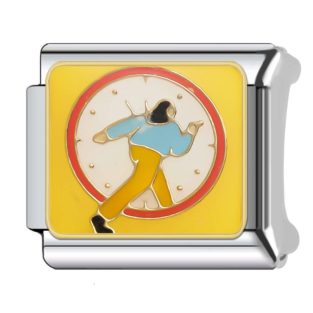 New Women's Gift Yellow flowers Bead Italian Charms Links Bangle Beads Fit 9mm Stainless Steel Bracelet Making DIY For Women Fashion Jewelry acci