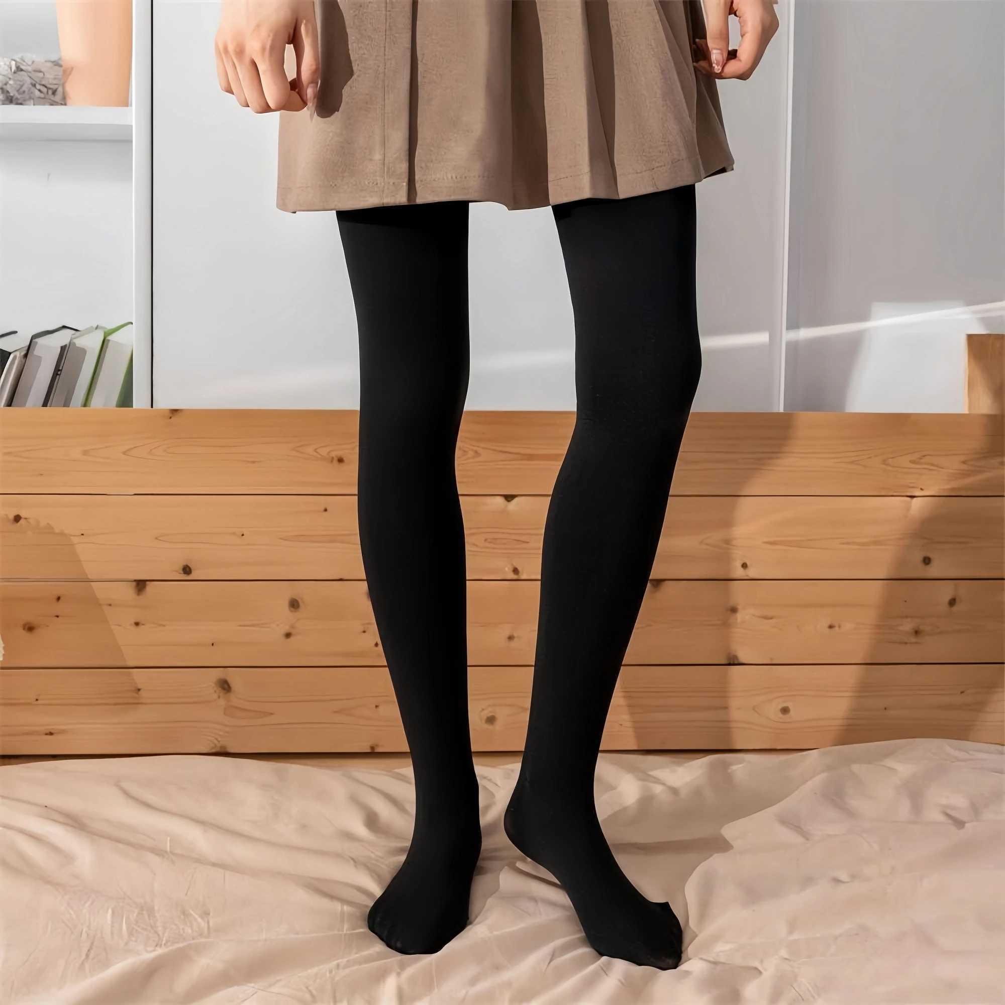 1 Piece WomenS Fleece Thickened Warm Soft Outerwear Daily Bottom PantyhoseX240914