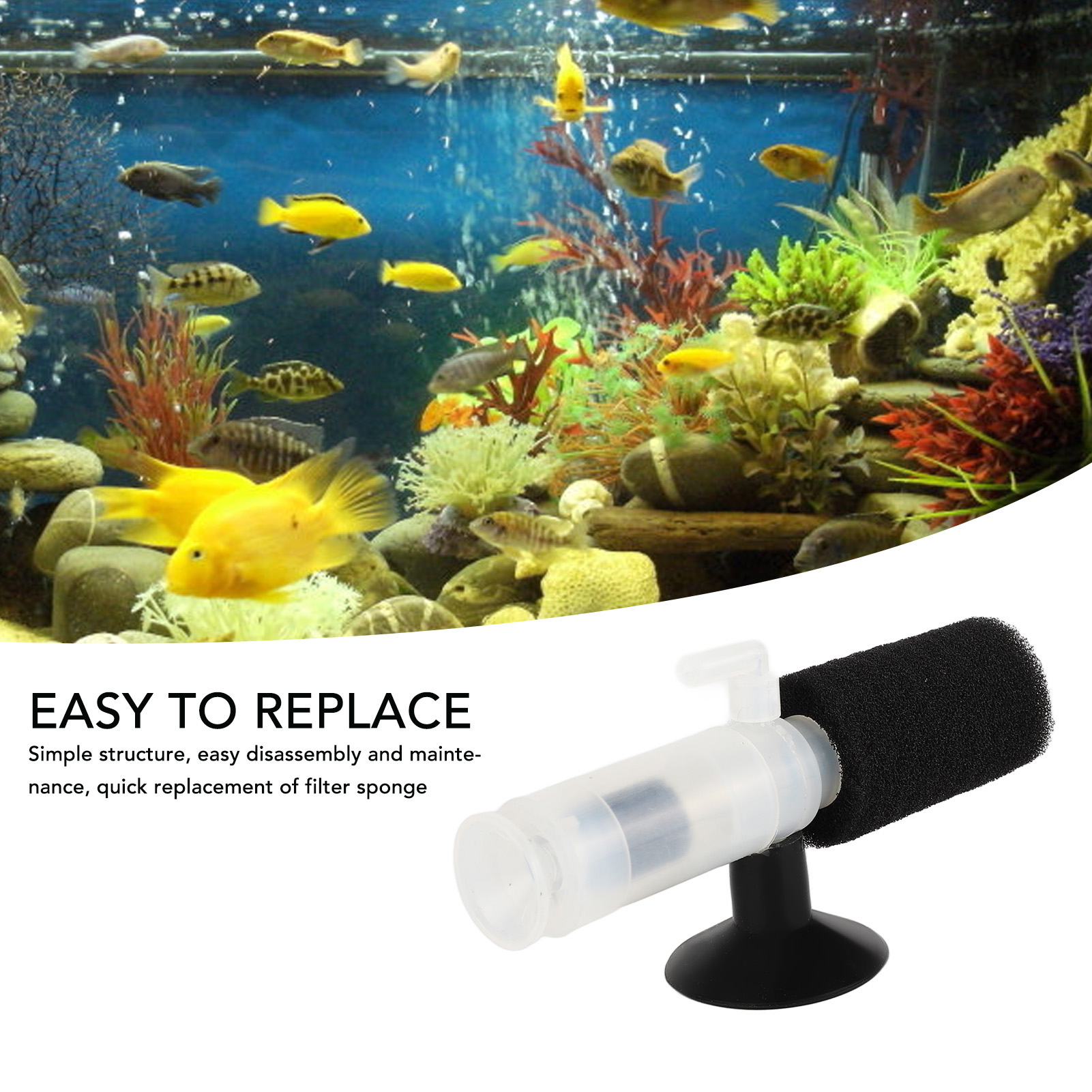 Mini Aquarium Sponge Filter Ultra Quiet Internal Small Fish Tank Air Pump Filter With Suction Cup