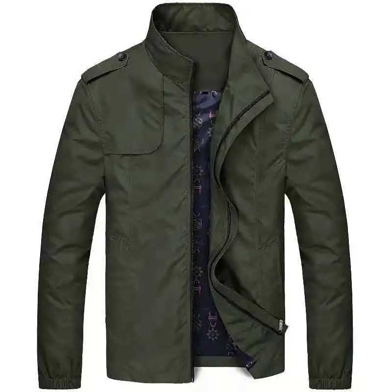 Mens casual windproof jacket spring and summer new trend outdoor clothing vertical slim military flight jacket W240914
