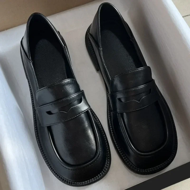 Loafers British Style Leather Shoes Women Soft Sole Wear-resistant Comfort Low Heel Fashion Size 43 Korean Casual Shoes 2025