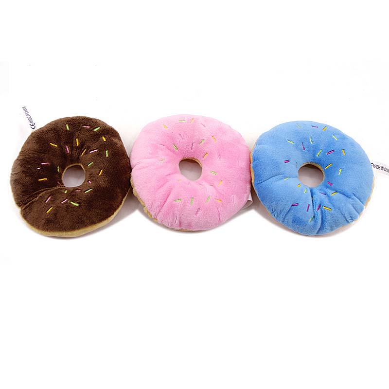 New Interesting and Cute Plush Donut Bread Toy Plush Toy Cream Donut Pet Sounding Dog Toy