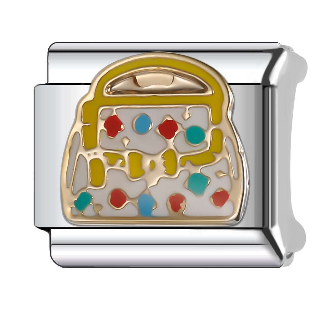 New Women's Gift Lipstick bag crown Bead Italian Charms Links Bangle Beads Fit 9mm Stainless Steel Bracelet Making DIY For Women Fashion Jewelry