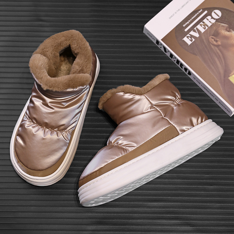 High top couple's warm bread with a poop like feel in winter and plush cotton shoes for casual outdoor wear, snow boots