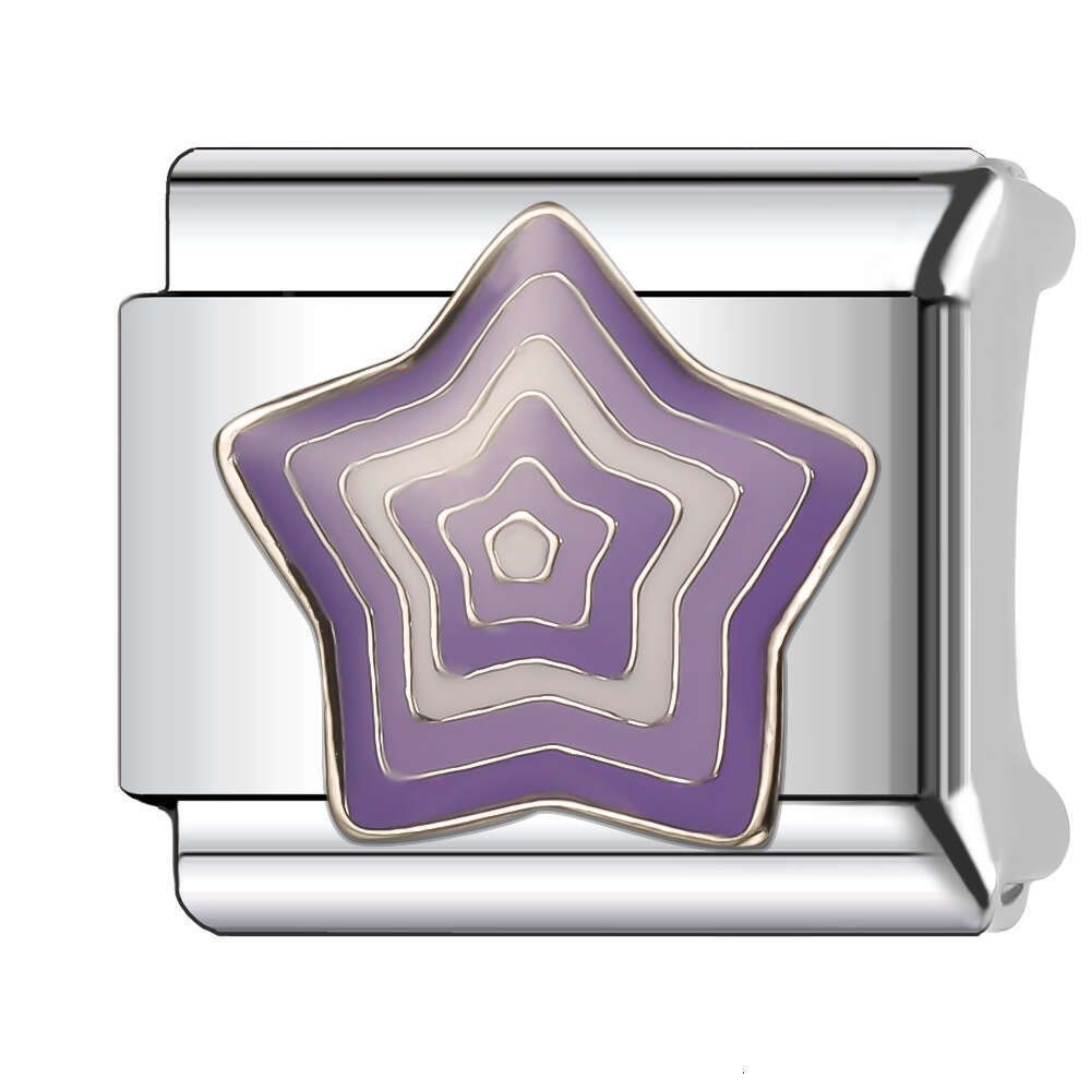 New Women's Gift Colorful stars Bead Italian Charms Links Bangle Beads Fit 9mm Stainless Steel Bracelet Making DIY For Women Fashion Jewelry