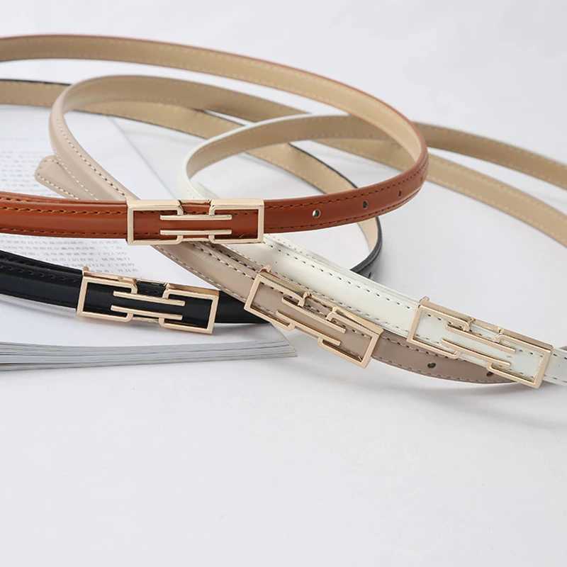 Ladies Trouser Dress Decoration Waistband Fashion Leather Thin Belt Golden Metal Buckle Adjustable Waist Strap All-match 1PcsX240914