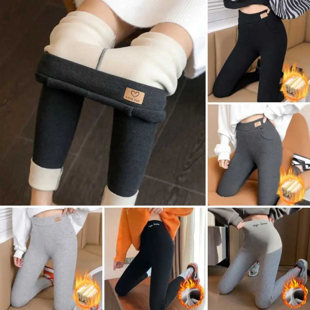 Fashion Letter Women Leggings Thickened Autumn Winter Underpants Slim Fit Warm Long PantsX240914