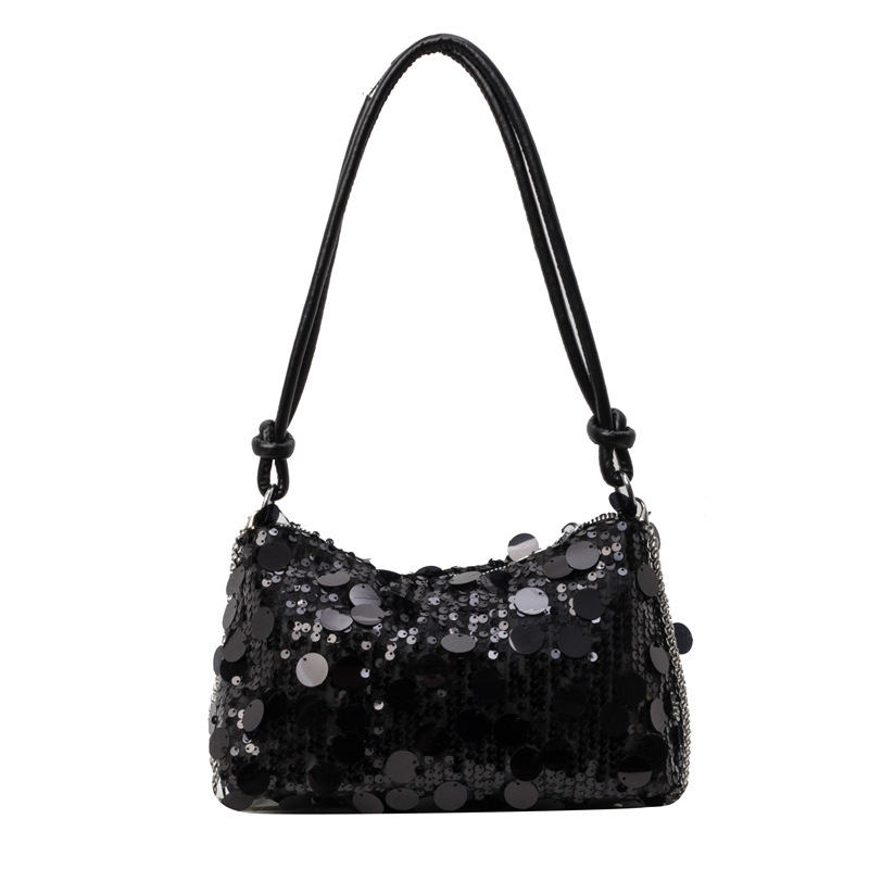 Fashionable 2024 new small for women with niche texture, sequin chain dumpling bag, versatile single shoulder crossbody bag