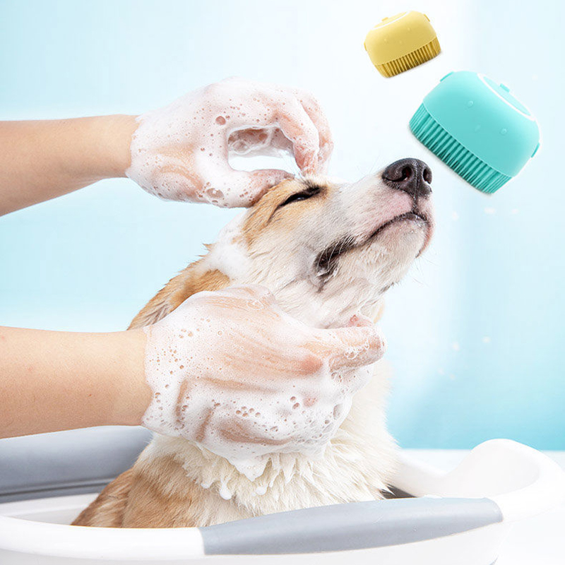 Bathroom Puppy Big Dog Cat Bath Massage Gloves Brush Soft Safety Silicone Pet Accessories for Dogs Cats Tools