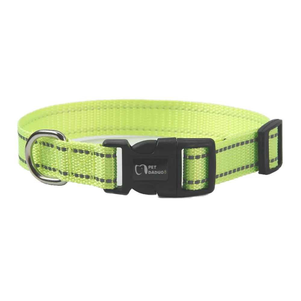 Nylon Reflective Pet Collars Large, Medium and Small Dog Collars Adjustable with D-ring for Hanging Dog Name Tags & Small Items