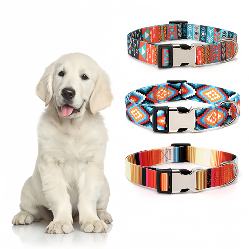 Forest Pattern Collar Pet Accessories Pet Stripes Polyester National Wind Dog Rope Adjustable Nylon Personalized Pet Collar