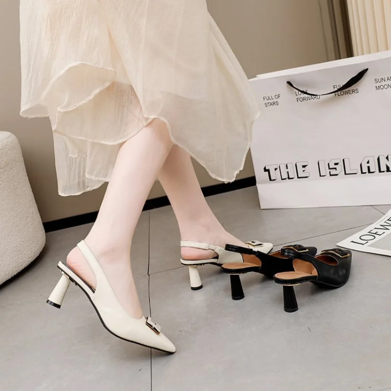 Women High Heels Sandals Sexy Dress Party Shoes Pointed Toe Designer Summer Slippers Female New Fashion Flip Flops Pumps Slides