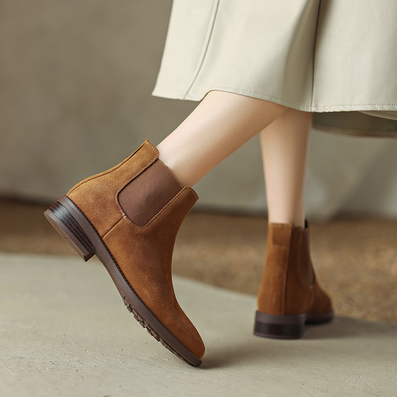 2024 New Autumn Genuine Leather Women Round Toe Ankle Modern Ladies Shoes Western Boots 4f82