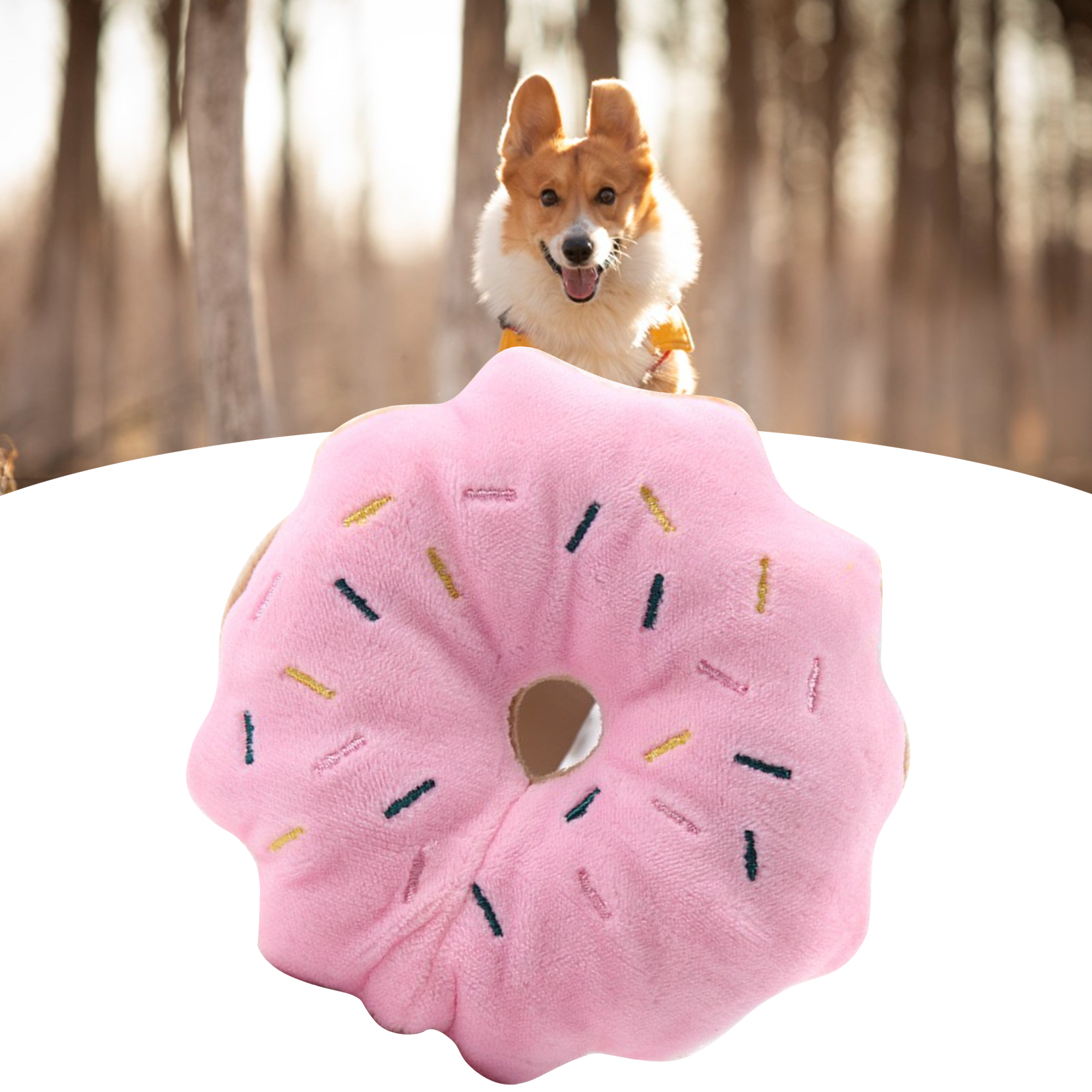 Pet Chewing Toy Soft Plush Doughnut Biting Toy Grinding Teeth Anxiety Reduction Interactive Pet Toy For Dogs