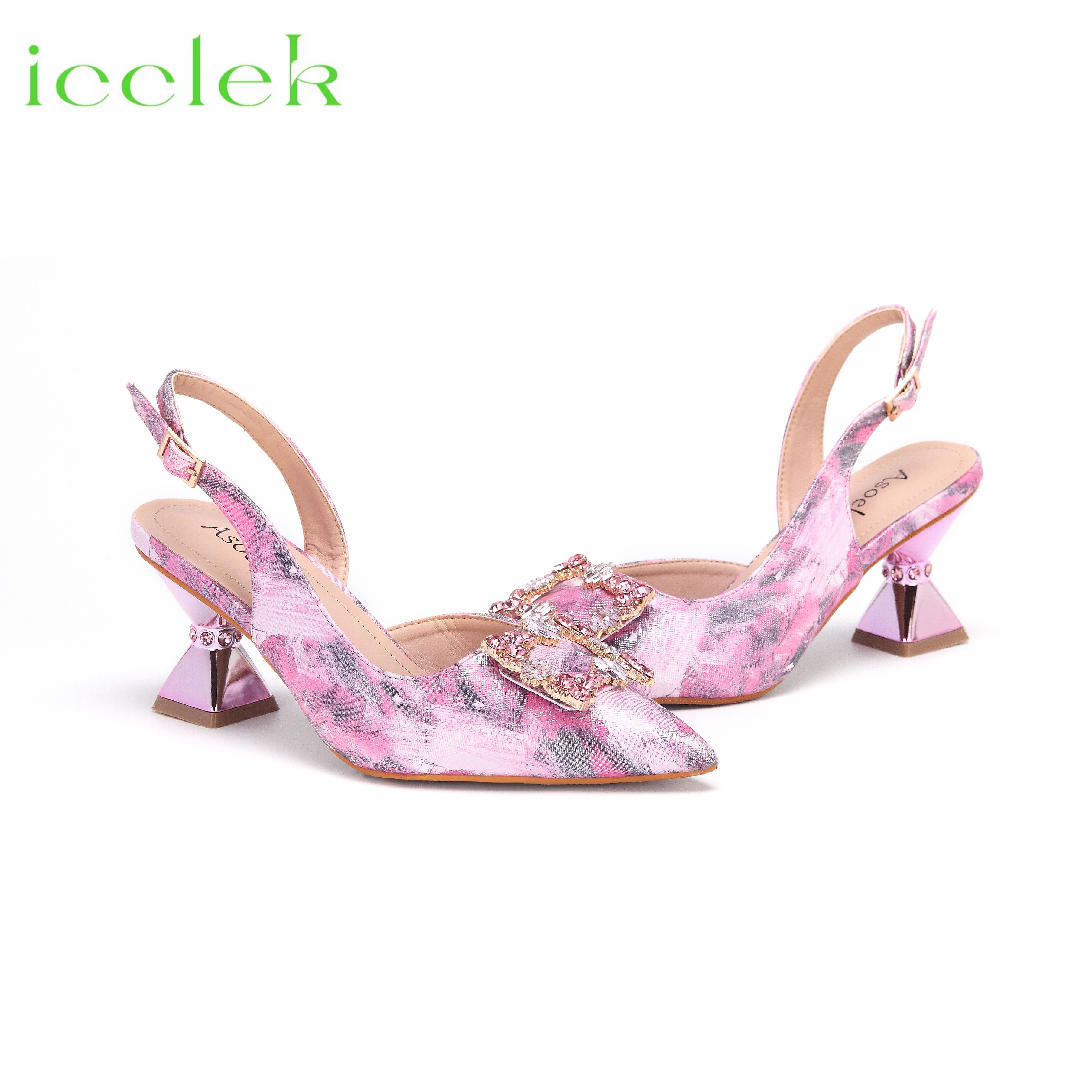 New Arrivals Special Design Pink Color African Women Shoes and Bag Set Pointed Toe Sandals for Wedding Party