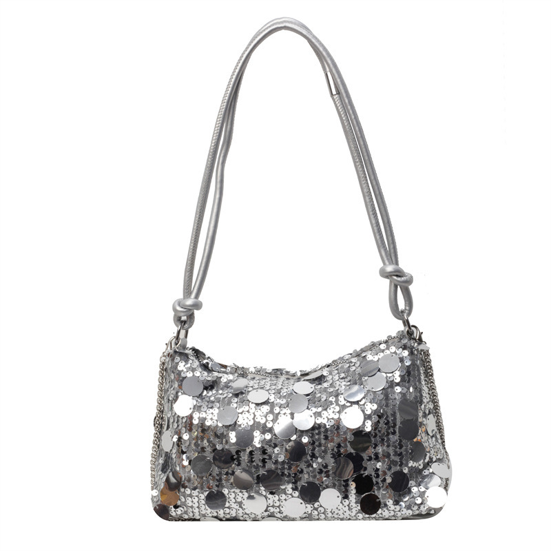 Fashionable 2024 new small for women with niche texture, sequin chain dumpling bag, versatile single shoulder crossbody bag