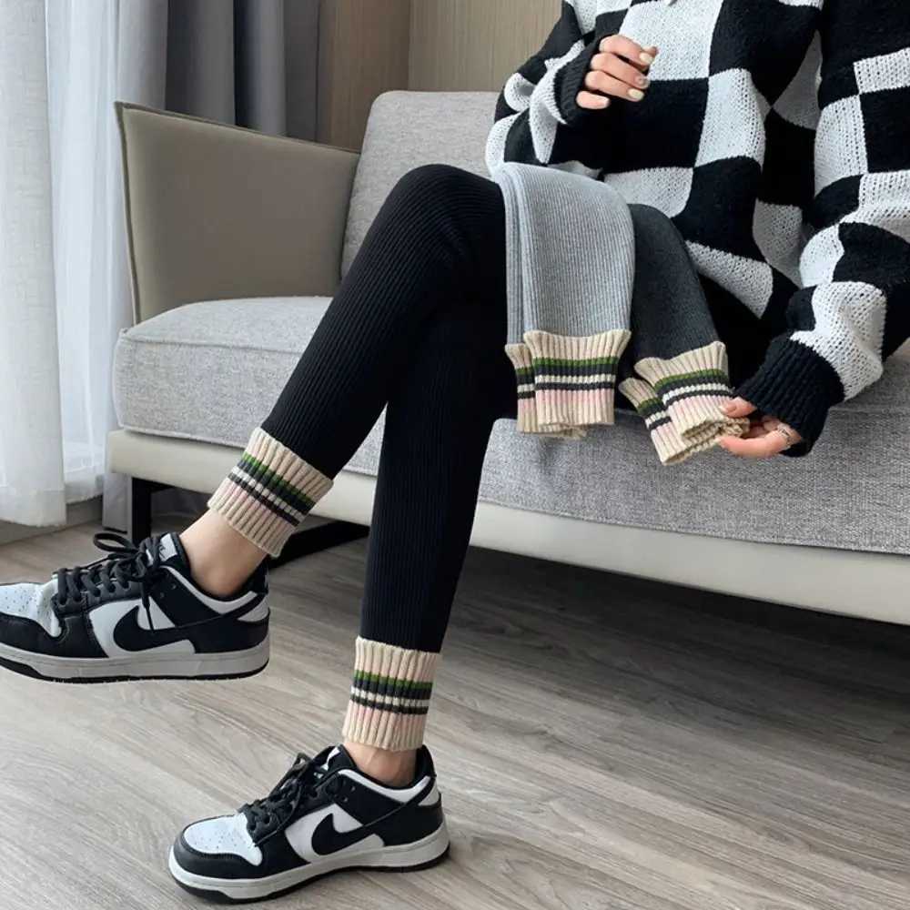 Fashion Threaded Women Leggings Autumn Winter Thickened Long Pants Warm Slim Fit UnderpantsX240914