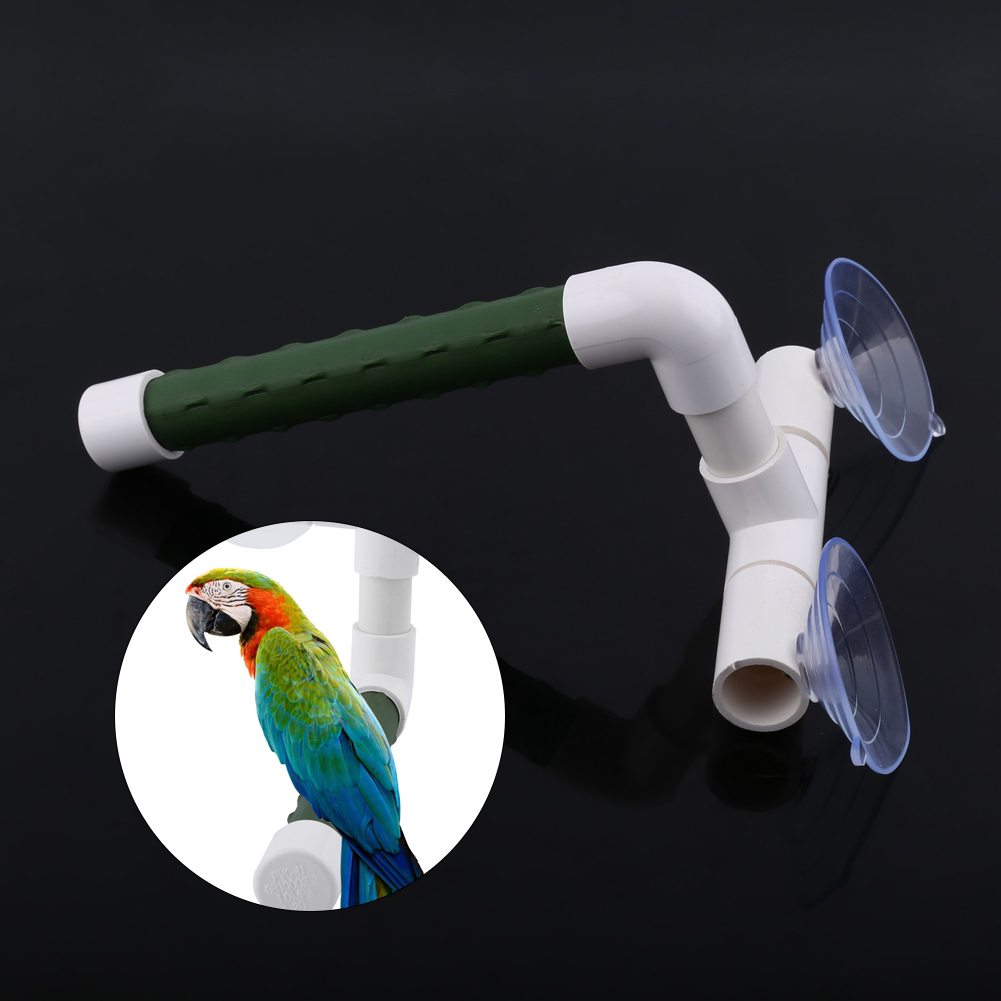 Bird Perches Parrot Budgie Foldable Suction Cup Window Shower Bath Wall Paw Grinding Stand Toy