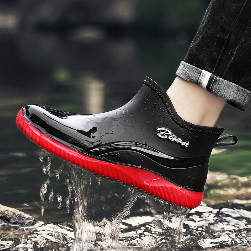 Brand Mens Rain Boots Chef Shoes Fishing Shoes Casual Waterproof Comfortable Shoes Trend Non-slip Strong Wear-resistant Boots