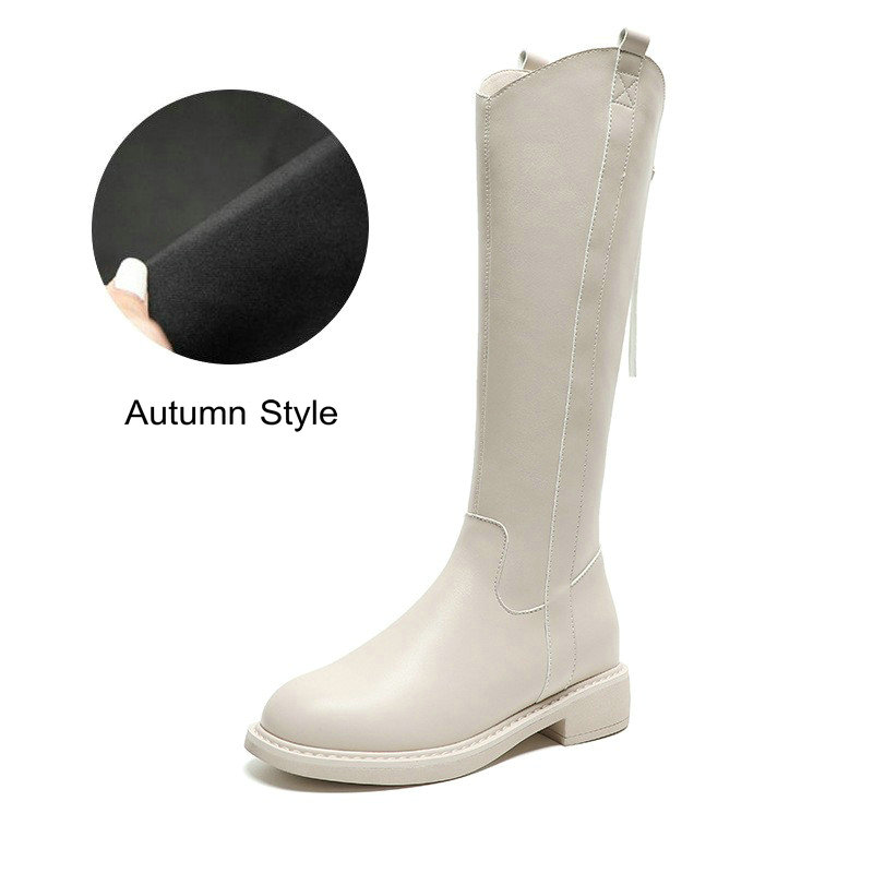 Platform 2024 Women's Autumn Winter British Style Knight Back Zipper Knee High Boots c397