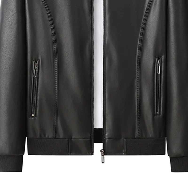 Cross Border Foreign Trade Mens Oversized Leather Clothing Autumn Tight Standing Collar Leather Jacket TrendX240913