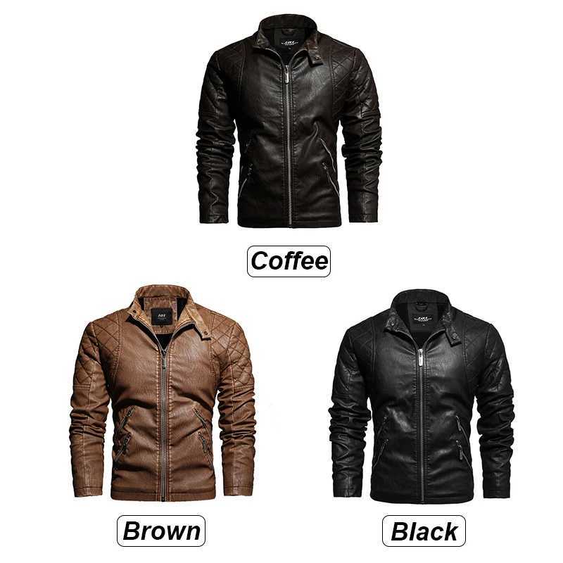 Men Fashion Leather Jacket Men Autumn Motorcycle Slim Fleece Jacket Coat Men Spring Outdoor Casual Motor Biker PU Leather JacketX240913