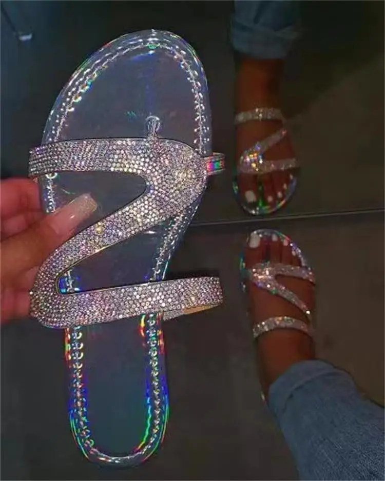 Women Summer Flat Bg Slippers Transparent Soft Jelly Shoes Female Flip ps New Sandals Outdoor Beach Ladies Slides Plus Size 3711