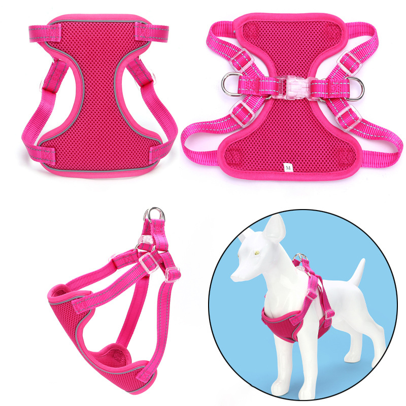 Vest Dog Harness Double Layer Breathable Mesh Reflective Nylon Pet Harnesses Adjustable Outgoing Pet Harness for Dogs Training