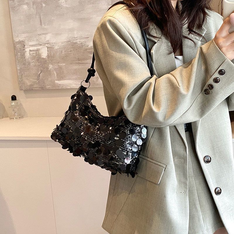 High end small for women 2024 new trendy fashion sequin western-style crossbody bag with niche design, single shoulder armpit