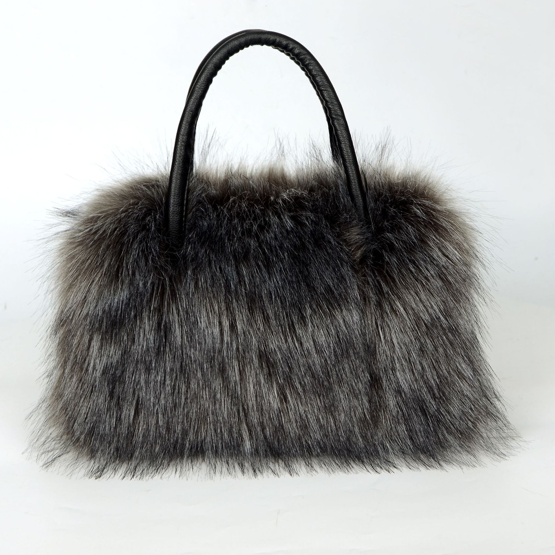 Designer Hair 2025 New Light Luxury Fashion Raccoon Hair Handheld Shoulder Bag Plush Women's Imitation Leather Bag Tote Bag Women's Leisure 