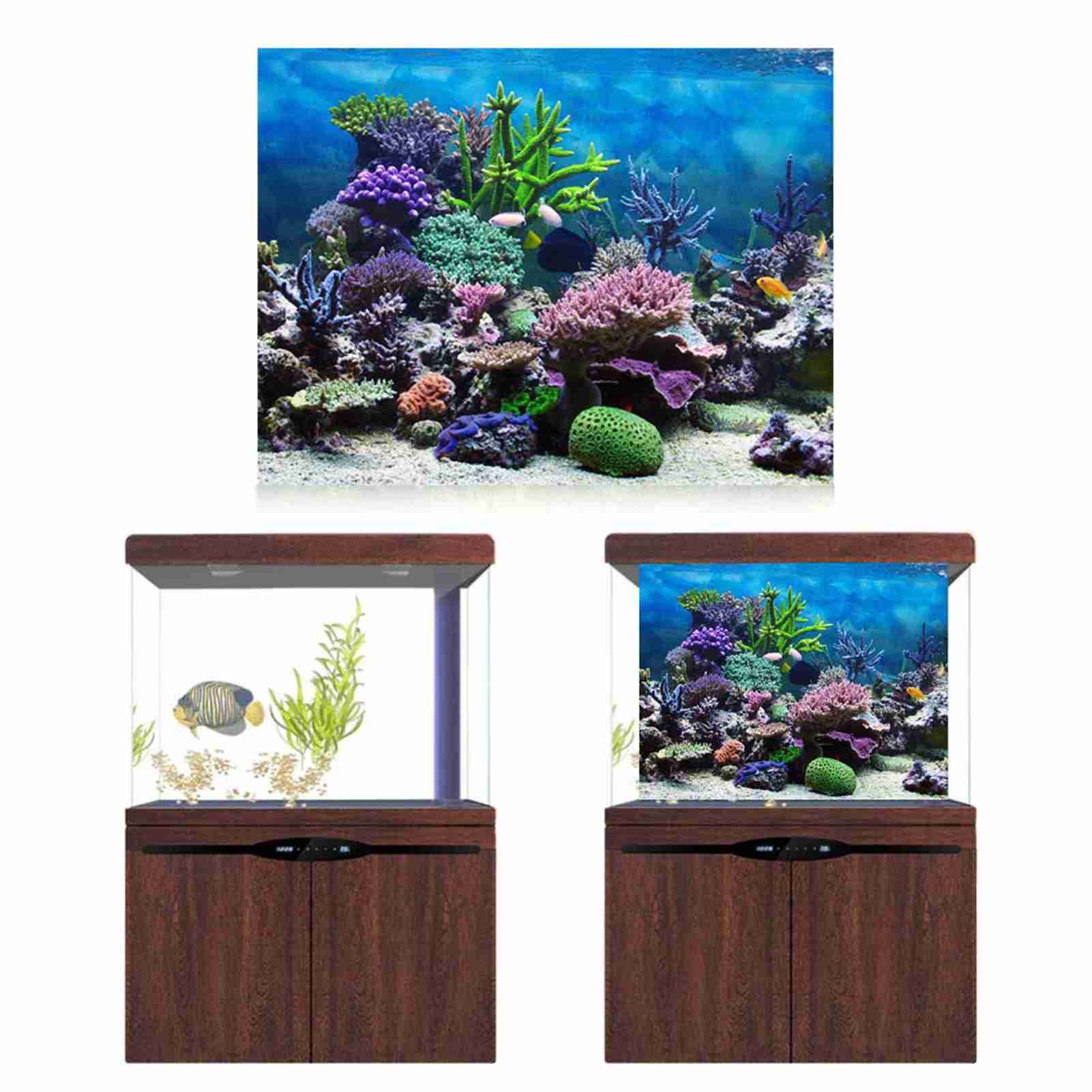 PVC Adhesive Underwater Coral Aquarium Fish Tank Background Poster Backdrop Decoration Paper