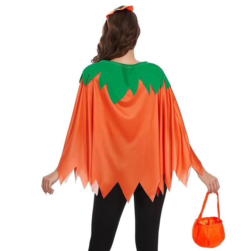 Unisex Halloween Pumpkin Costume 3 Piece Set with Poncho Headband and Candy Bag for All Ages Boys Girls Men Women Multi Style Wholesale