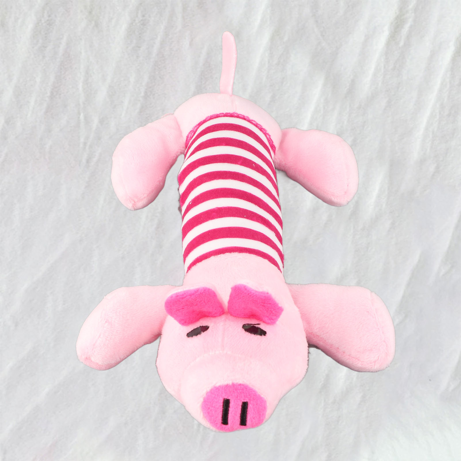 Dog Plush Toy Cute Striped Animal With 4 Legs Squeaky Dog Chew Toy For Pet Dog Cat Teeth Grinding Cleaning