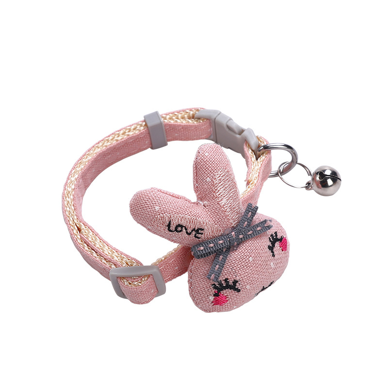 Pet Collar Cartoon Bunny Ornament with Bell Cat Collars Adjustable Small Dog Teddy Cat Collar Cat Supplies for Cats and Puppies