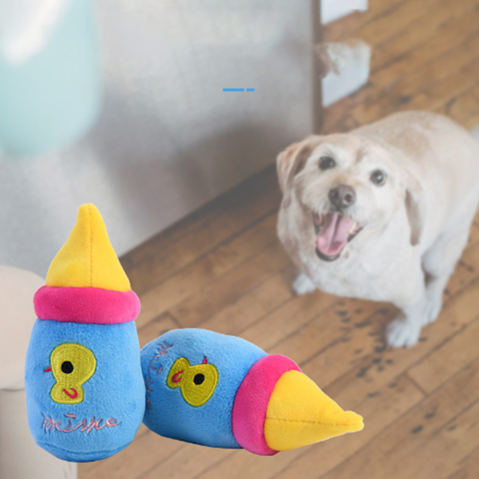 Dog Plush Toy Milk Bottle Bite Resistant Relieve Boredom Soft Pet Dog Squeaky Plush Toy For Indoor Outdoor