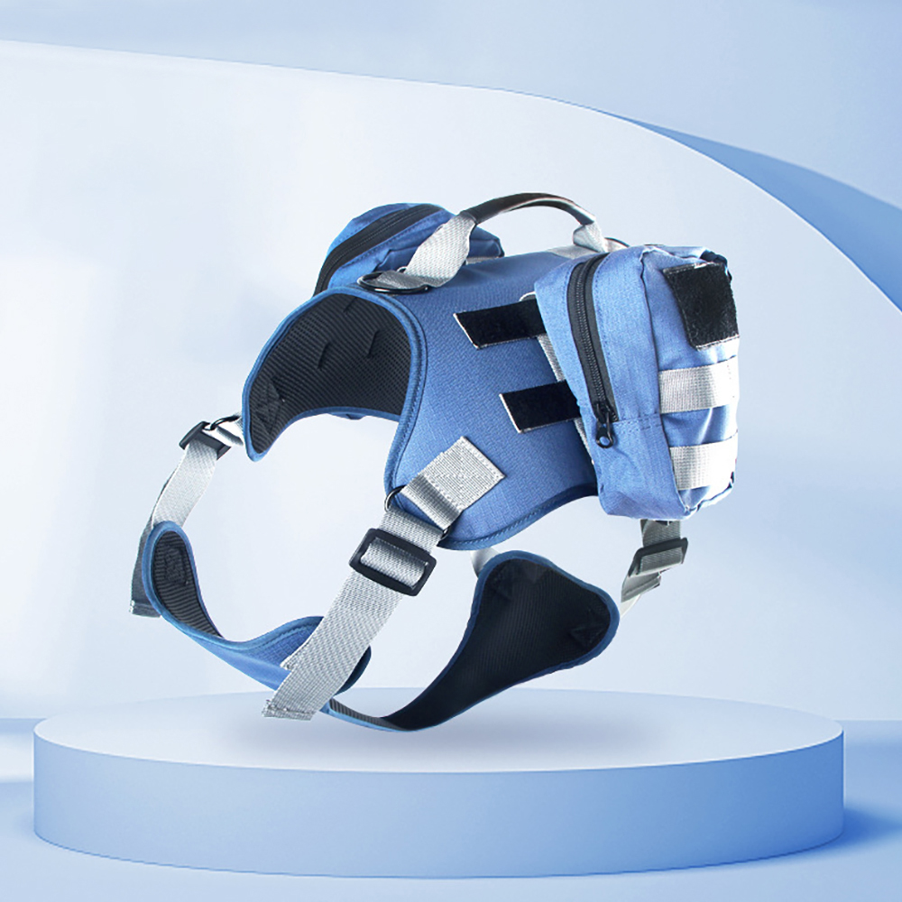 Tactical Dog Harness for Medium & Large Dog Adjustable Dog Vest for Training Hunting Walking Dog Harness with Handle & 2 Pouches