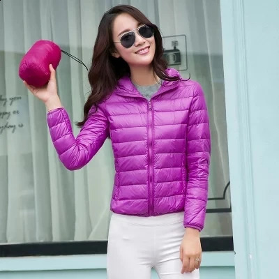 Womens winter ultra light down jacket hooded sweatshirt ultra-thin packaging down jacket womens autumn winter park womens clothing JK-635 240913