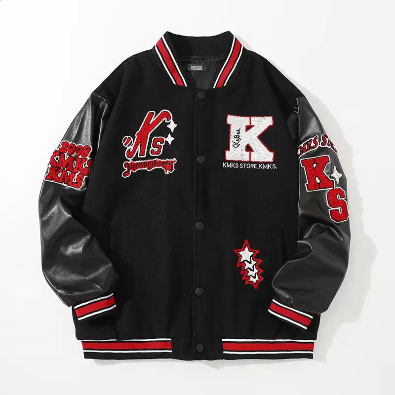 American Letter Flocking Baseball Uniform Jacket Y2K Retro Vintage Lovers Motorcycle Casual Jacket For Men And Women Coats 240911