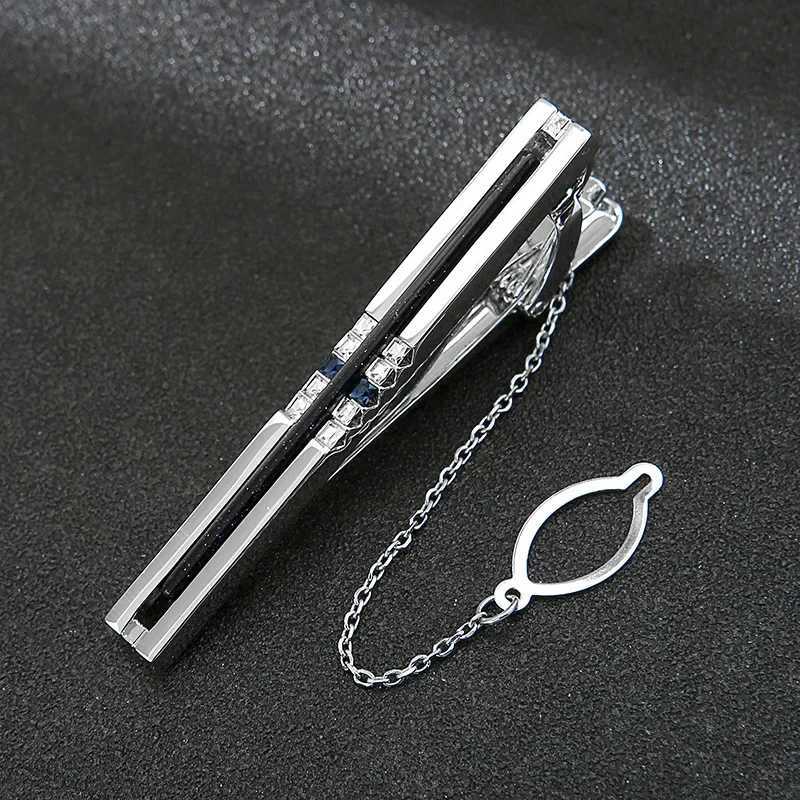New Chain Tie Clip Fashion Mens Women Formal Wear Business Banquet Cocktail Party Luxury Crystal Tie-clips Wedding AccessoriesX240914