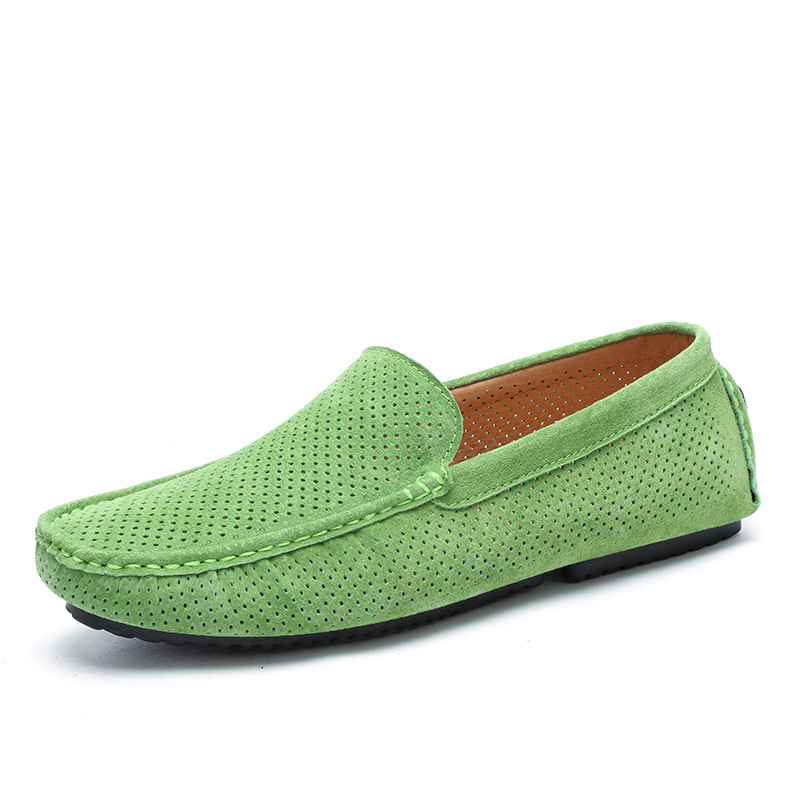 Men Loafers Genuine Leather Casual Shoes Breathable Driving Shoes Fashion Moccasins Green Cow Suede Loafers Office Shoes2023