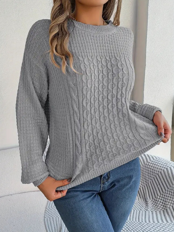 dongdumaoyi New Women's Sweater Fashion Pullover Round Neck Long Sleeve Fried Dough Twists Thread Knit F0914#43