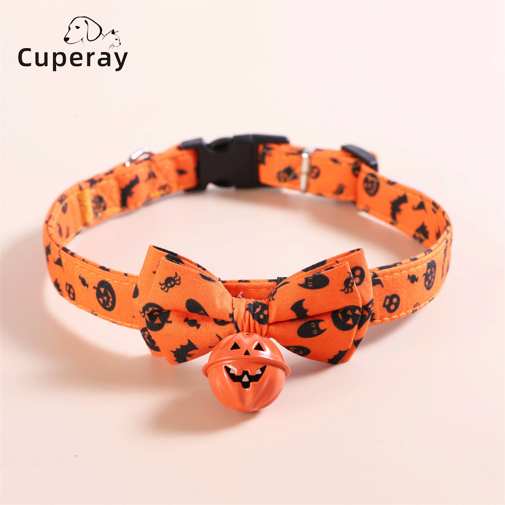Halloween Dog Collar with Bows,Male or Female Puppy Dog Collar Halloween Collar with Removable Bows and Bell Adjustable Collars