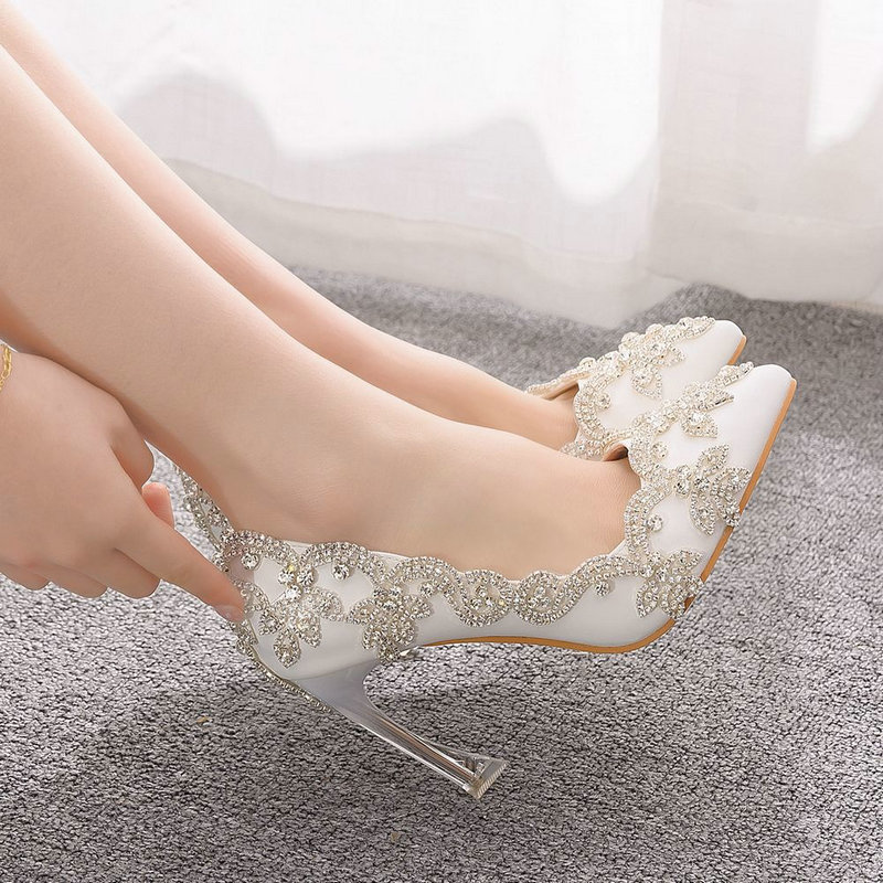 9cm Shallow Mouth Single Shoe Crystal With Dance Rhinestone Bridal Shoes Bridesmaid Shoes Dinner Party Shoes