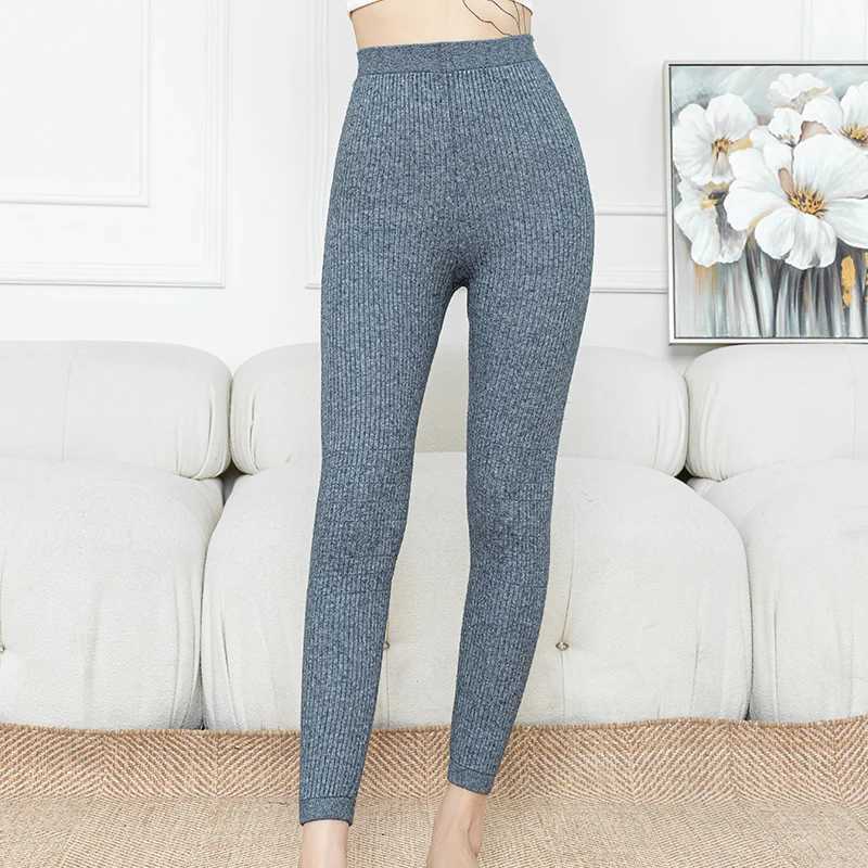 Autumn and Winter New Woolen Pants Womens Slim Fit Korean Pants High Waist Versatile Knitted Underlay Warm PantsX240914